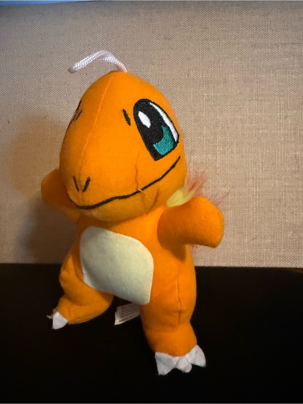 Orange Plush Charm Dinosaur Toy with Cream Belly